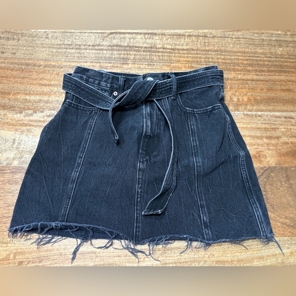Abercrombie & Fitch Womens Natural Rise Skirts Frayed Hem Belted Blue Size 28/6